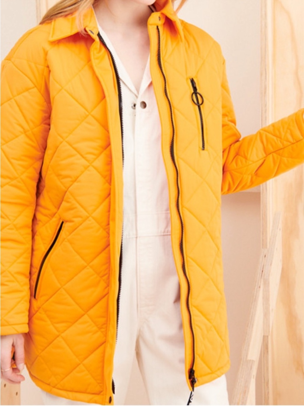 Quilted Orange Long Jacket
